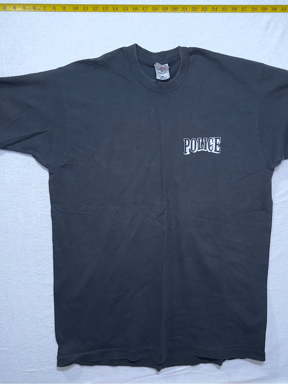 Single stitch vintage Police Logo Black Crewneck T-Shirt